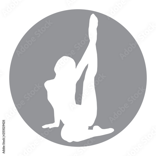Silhouette of a Graceful Woman Exercising in a Circle