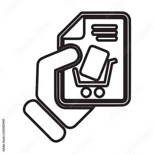 Hand Holding Shopping Receipt Line Icon
