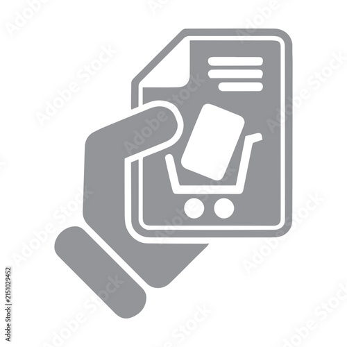 Hand holding invoice paper with shopping cart