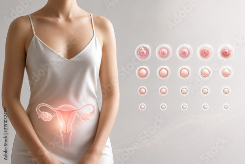 Ovarian reserve fertility concept with follicle development dashboard