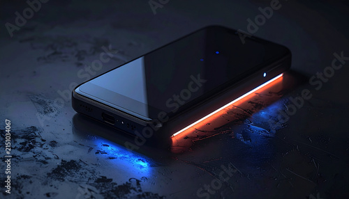 Futuristic Smartphone with Red Edge Lighting