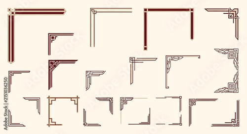 Decorative Corner Elements Collection - Isolated Art Nouveau Designs