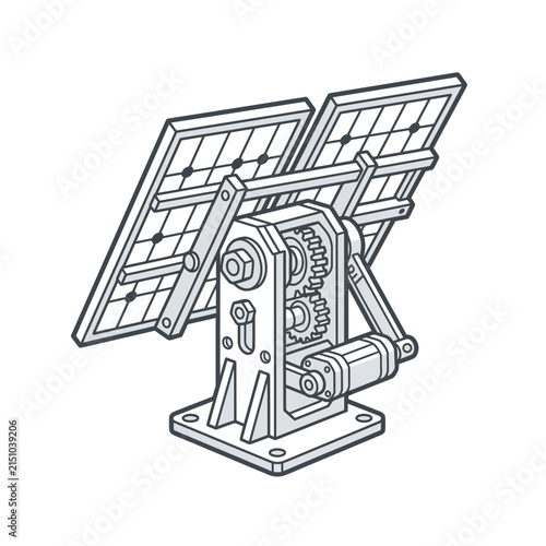 Bild auf Leinwand Solar panel tracking mechanism line art.