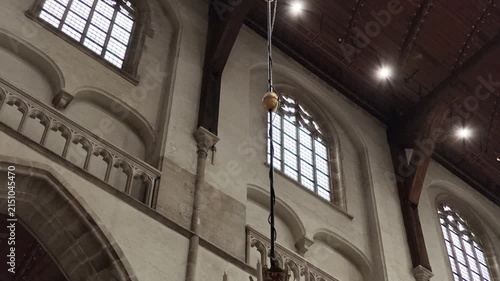 Smooth Pan Across Historic Vaults and Windows of Laurenskerk