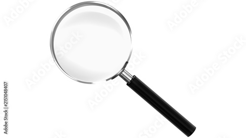 Canvastavla magnifying glass on isolated background, close-up inspection tool, sleek optical
