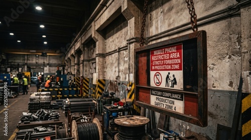 Industrial Production Zone Safety Signage Strict Rules