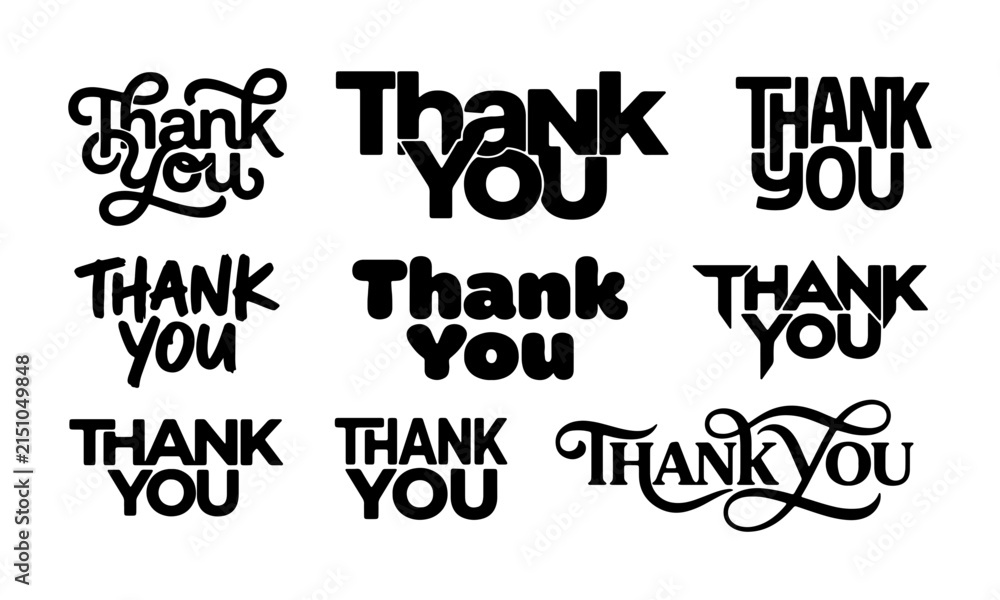 Obraz premium Thank you message vector graphics with various typography styles
