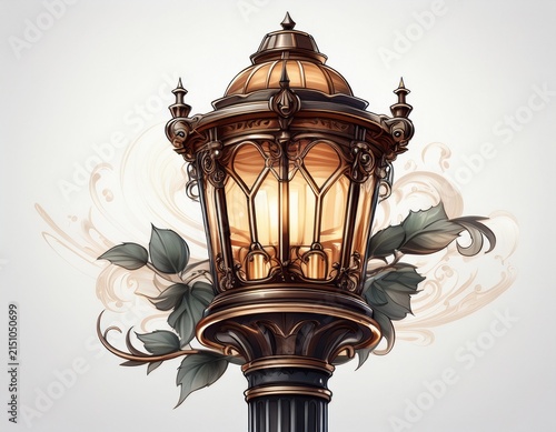 elegant street lamp design for urban lighting on white background