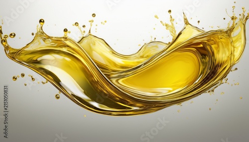 golden olive oil splash flowing liquid wave isolated on white background cutout background