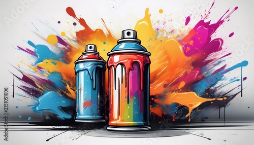 vibrant graffiti spray can art isolated on white background