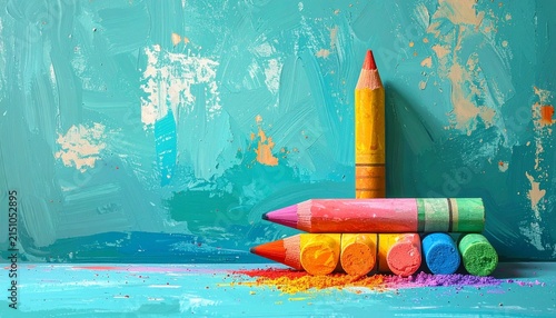 colored pencils on white background