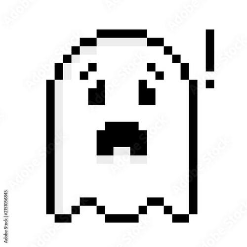 Pixel Art Sad Ghost Character Isolated 