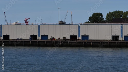 Gimbal Tracking Footage Along Port of Rotterdam Shipping Terminals