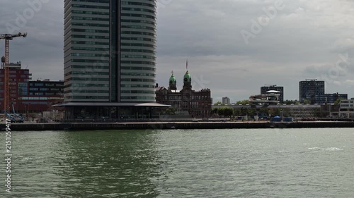 Boat Dolly Shot of Hotel New York Holland America Line Building