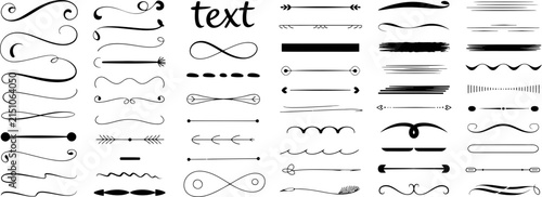 Hand-drawn black and white ink sketches of abstract patterns and decorative elements on paper