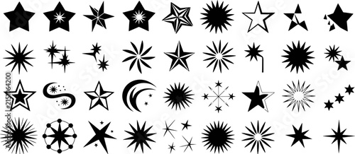 Black and white seamless starburst and explosion shapes set for design and decoration