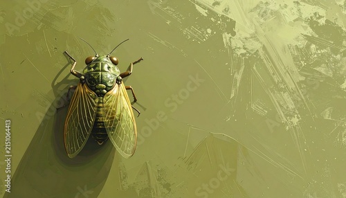 Close up of a green fly on a textured surface.