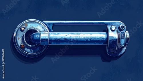 Close up of a vintage metal door handle on dark background.