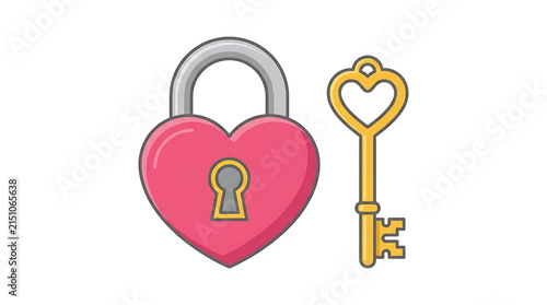 Pixel Art Heart Shaped Lock and Key Combination Representing Love Security and Access