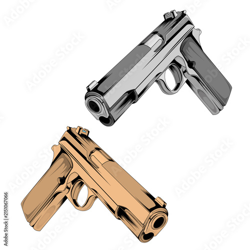 Fotografía Two Handgun Pistol Vector Illustrations