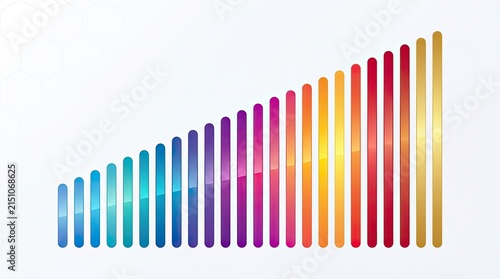 Abstract 3D bar chart showing business growth and financial success with colorful gradient