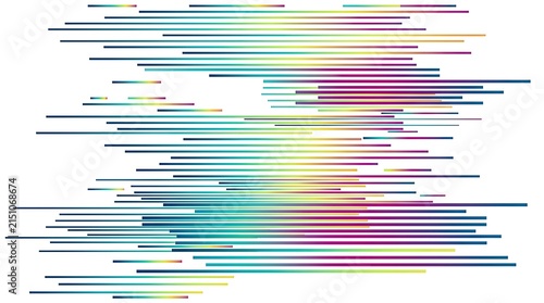 Abstract background with horizontal colorful lines and geometric motion speed effect