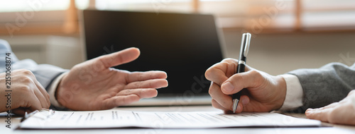 Canvastavla Hand of landlord, realtor pointing sign signature contract rental, purchase, buyer home or apartment with tenant, client after banker agreement mortgage, loan success or done