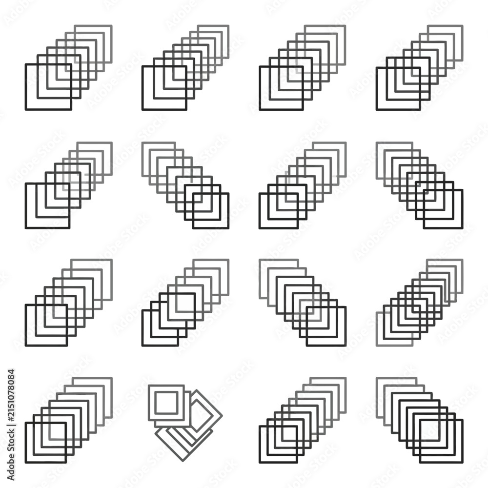 Fototapeta premium Abstract pattern of repeating black square outlines on white.