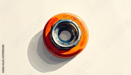 Orange plastic bottle cap isolated on white background.