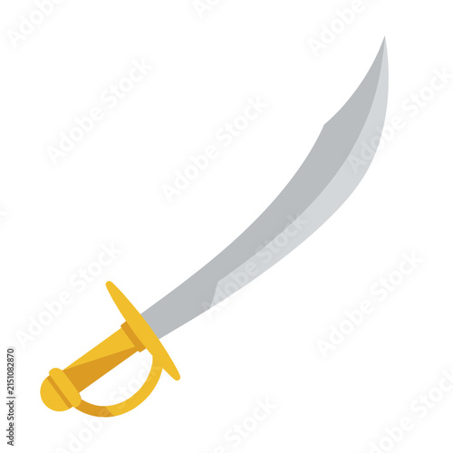 Konstfotografi Curved Scimitar Sword Flat Vector Illustration