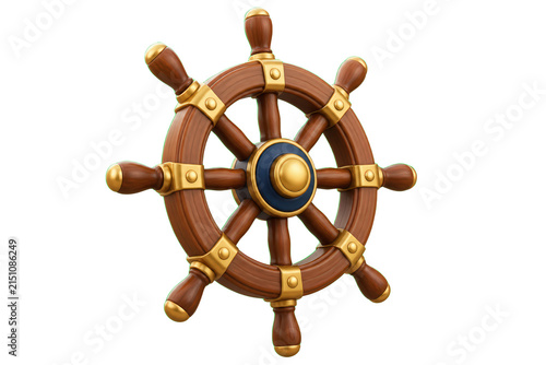 Wooden Ship Wheel with Brass Fittings
