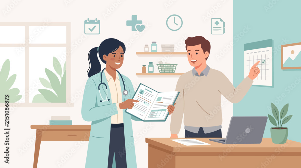 Fototapeta premium Doctor consulting patient on medical results and appointment