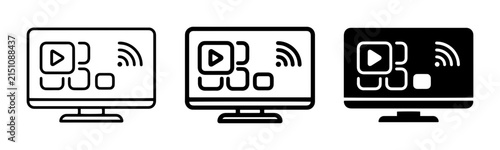 Smart TV Icons, Streaming Media Player Interface, Wireless Connectivity