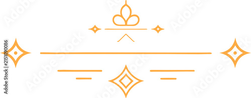 Elegant orange decorative divider line isolated on transparent background