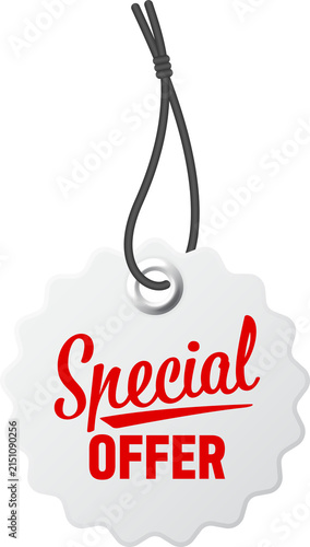 White special offer price tag isolated on transparent background