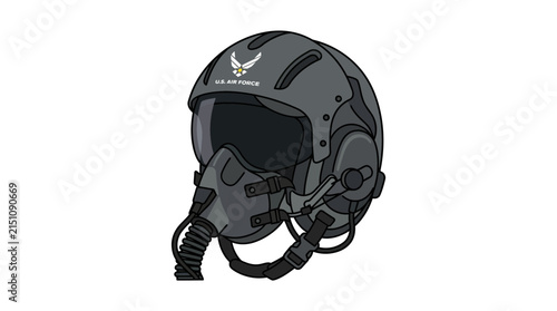 Flat vector design of a military pilot helmet for Air Force Day celebration art