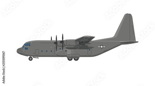Simple flat vector illustration of military cargo airplane for Air Force Day