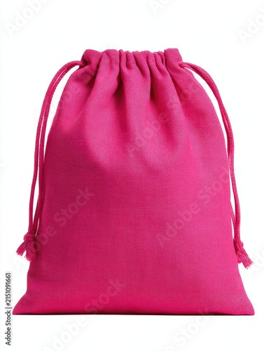 Hot Pink Cotton Drawstring Bag Product Photo