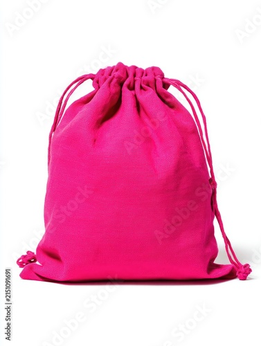 Hot Pink Cotton Drawstring Bag for Everyday Use