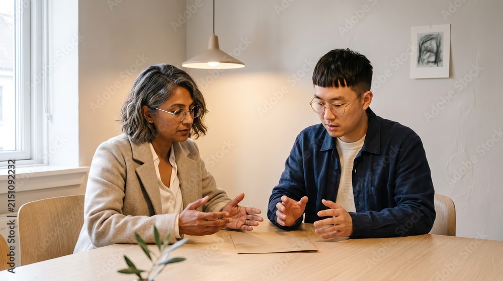 Fototapeta premium Generative AI, Diverse Professionals Having Serious Discussion During Consultation