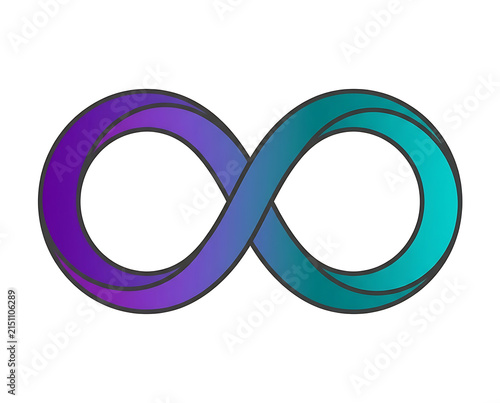 Symbol of Infinity With Gradient Colors And Outline In The Shape Of An Eight Digit With Subtle Shadowing Effects