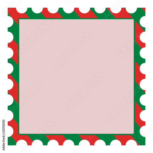 Red and Green Striped Christmas Postage Stamp