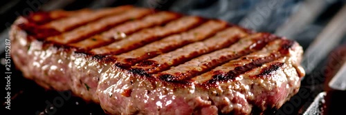 Juicy grilled beef steak with seared grill marks, barbecue concept for restaurant website banner