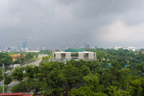 Vietnam National Assembly Building in Hanoi Under a Stormy Sky