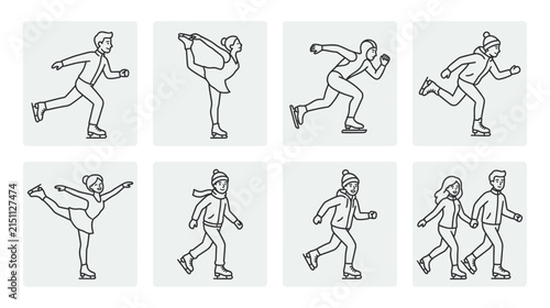 Fotografía Winter Ice Skating Line Art Collection