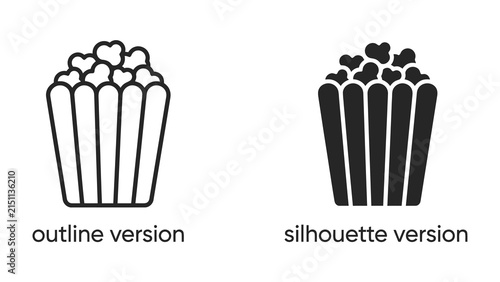 Popcorn icon, outline and silhouette