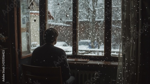 Person viewing snowfall
