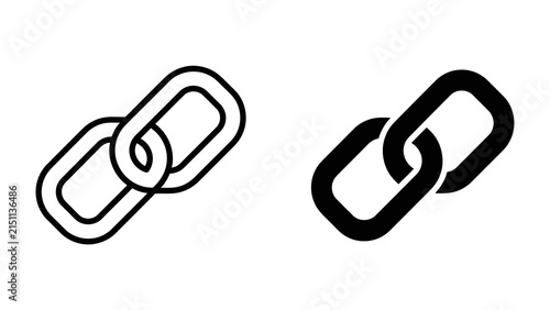 Link Icon Representation: Two stylized link icons, one outlined and one solid black, symbolize connection, networking, and the concept of a hyperlink.
