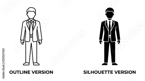 Business Man Outline and Silhouette