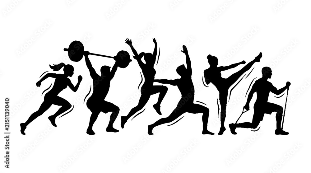 Obraz premium Energetic Sports and Fitness Silhouette Collection